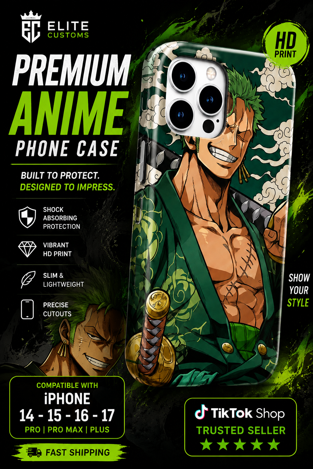 One Piece Roronoa Zoro Premium iPhone Case