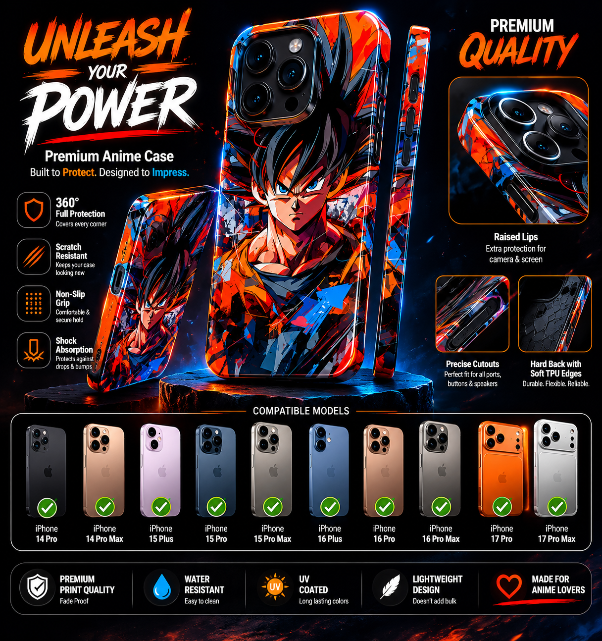 Goku DBZ Premium Custom iPhone Case